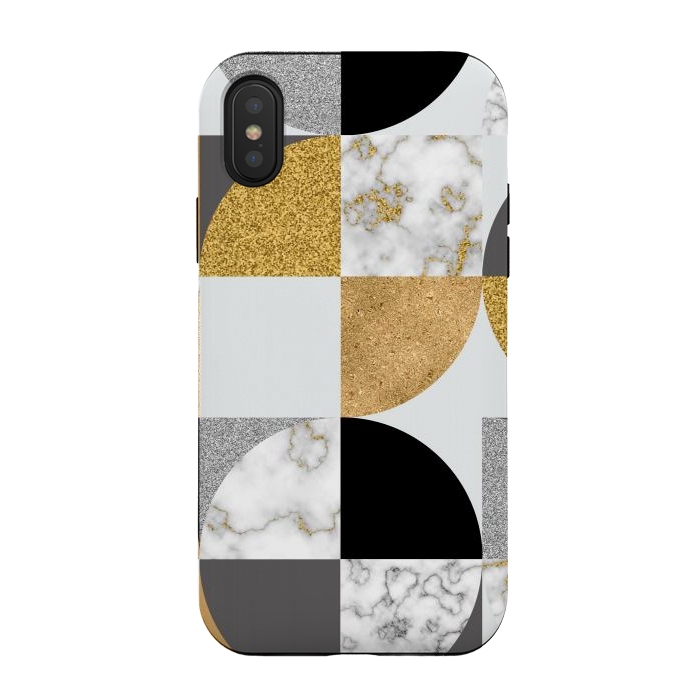 iPhone Xs / X StrongFit Marble Geometric Pattern Semicircles by ArtsCase