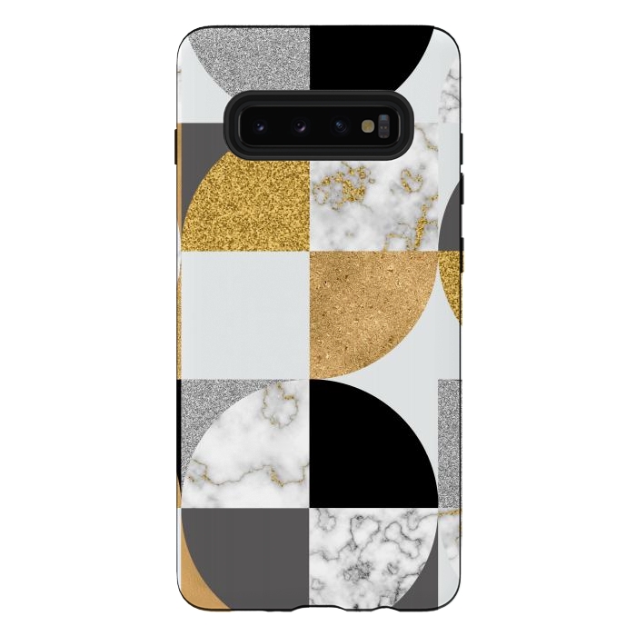 Galaxy S10 plus StrongFit Marble Geometric Pattern Semicircles by ArtsCase