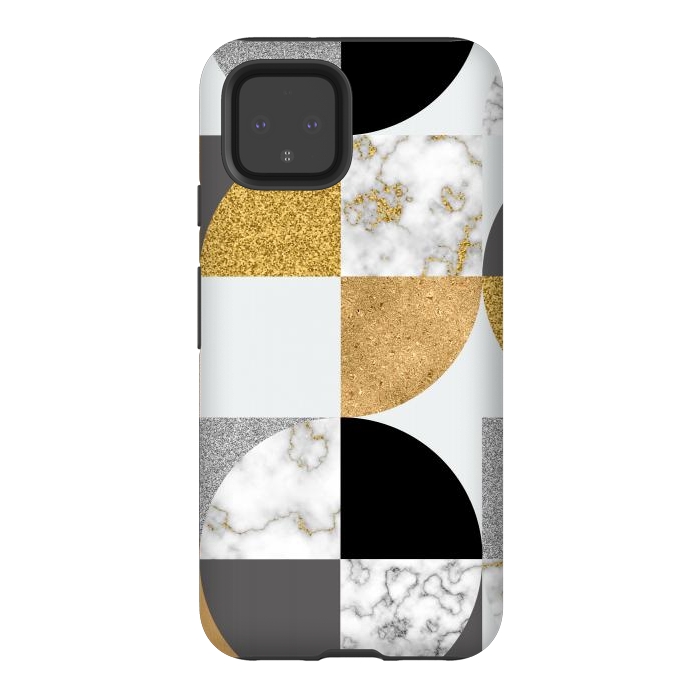 Pixel 4 StrongFit Marble Geometric Pattern Semicircles by ArtsCase