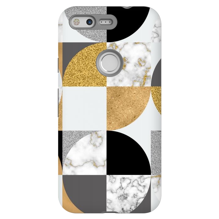 Pixel StrongFit Marble Geometric Pattern Semicircles by ArtsCase