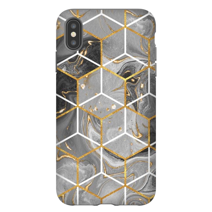iPhone Xs Max StrongFit Marble Hexagon by ArtsCase