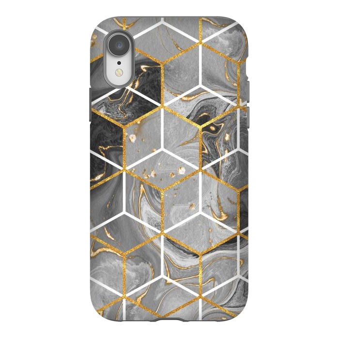 iPhone Xr StrongFit Marble Hexagon by ArtsCase