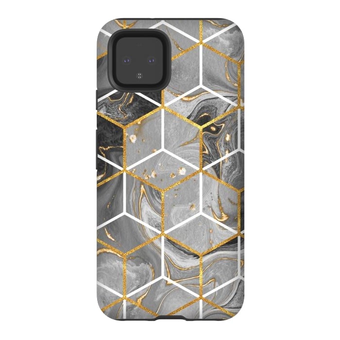 Pixel 4 StrongFit Marble Hexagon by ArtsCase