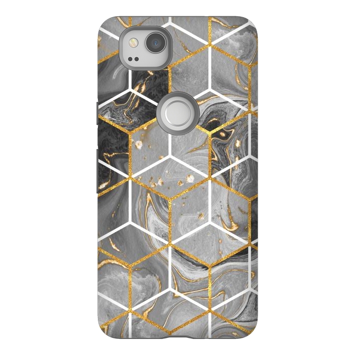 Pixel 2 StrongFit Marble Hexagon by ArtsCase