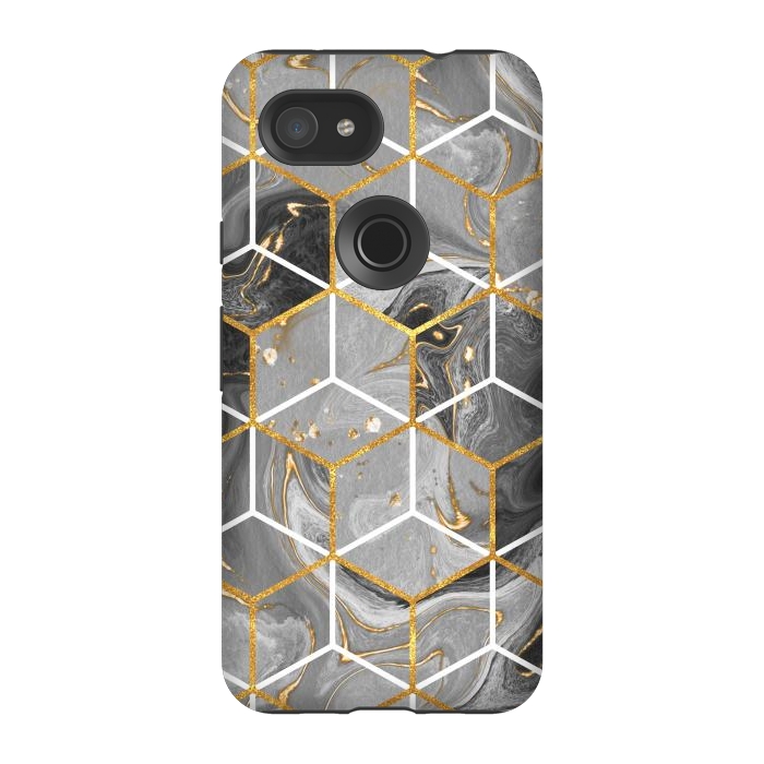 Pixel 3A StrongFit Marble Hexagon by ArtsCase