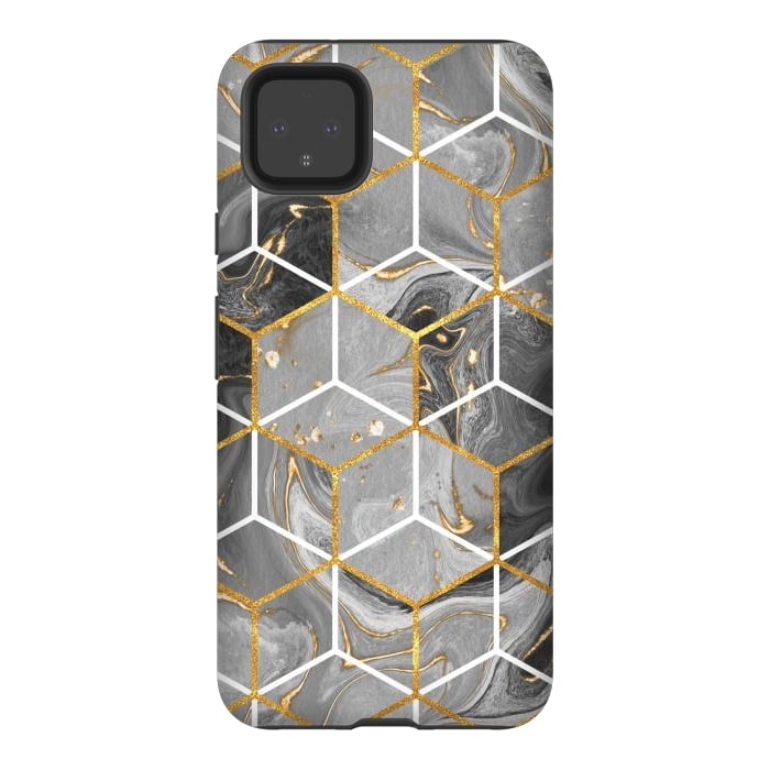 Pixel 4XL StrongFit Marble Hexagon by ArtsCase