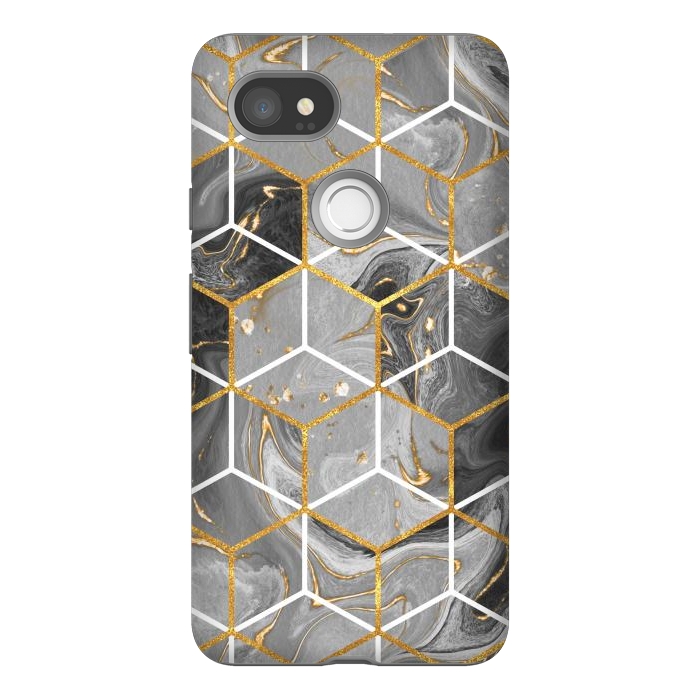 Pixel 2XL StrongFit Marble Hexagon by ArtsCase