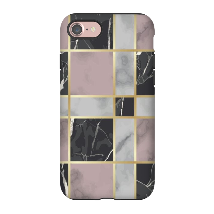 iPhone 7 StrongFit Marble Repeat Marbling Surface with Gold by ArtsCase