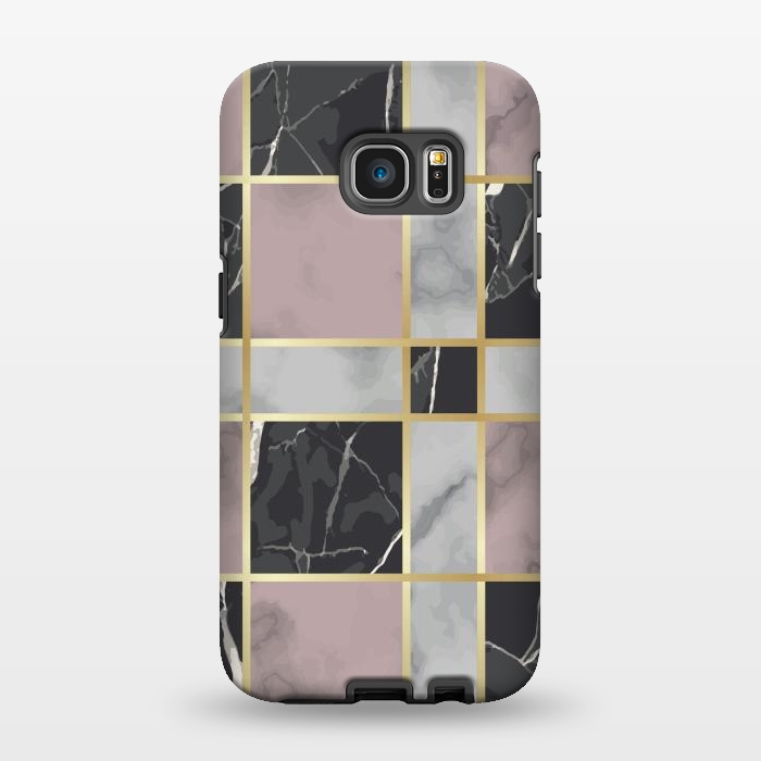 Galaxy S7 EDGE StrongFit Marble Repeat Marbling Surface with Gold by ArtsCase