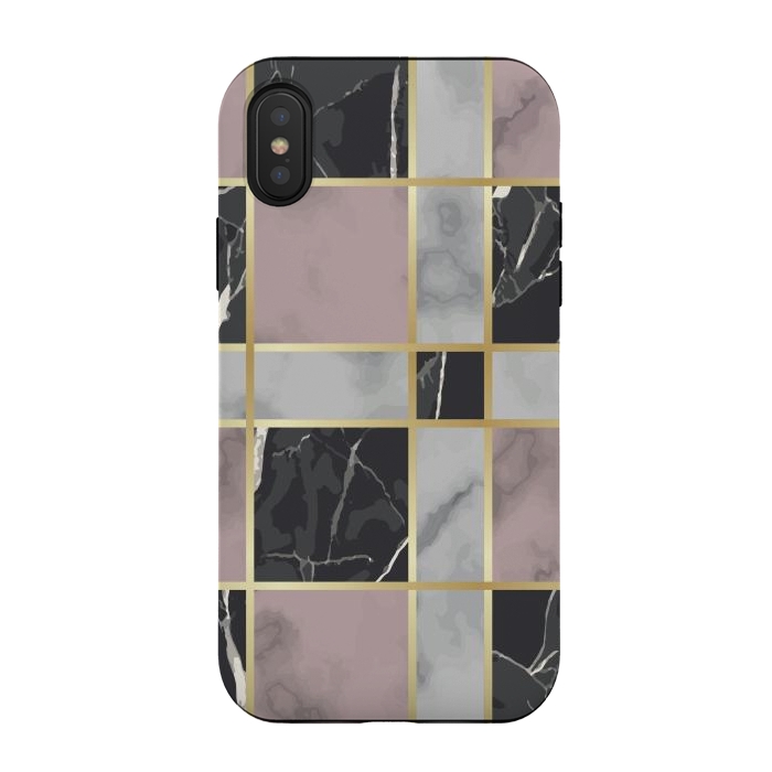 iPhone Xs / X StrongFit Marble Repeat Marbling Surface with Gold by ArtsCase
