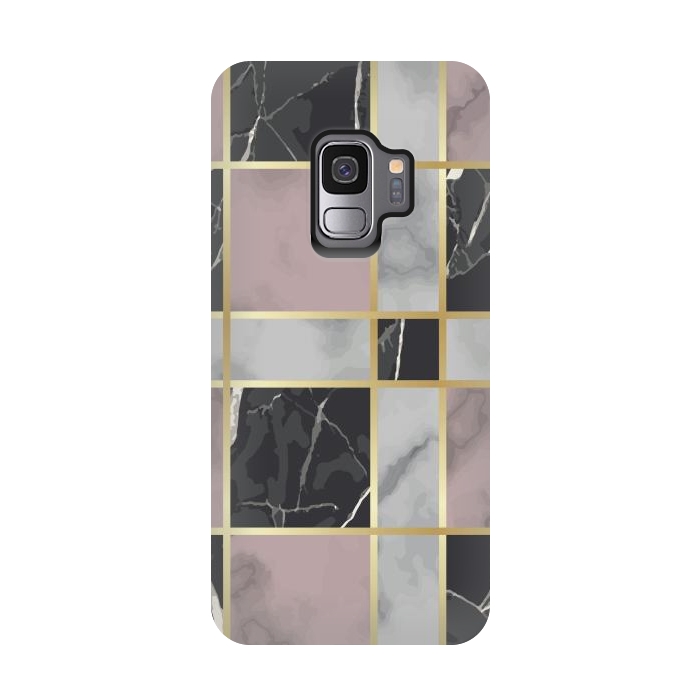 Galaxy S9 StrongFit Marble Repeat Marbling Surface with Gold by ArtsCase