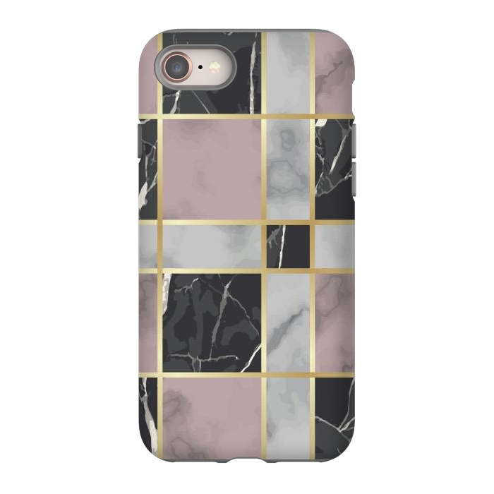 iPhone 8 StrongFit Marble Repeat Marbling Surface with Gold by ArtsCase