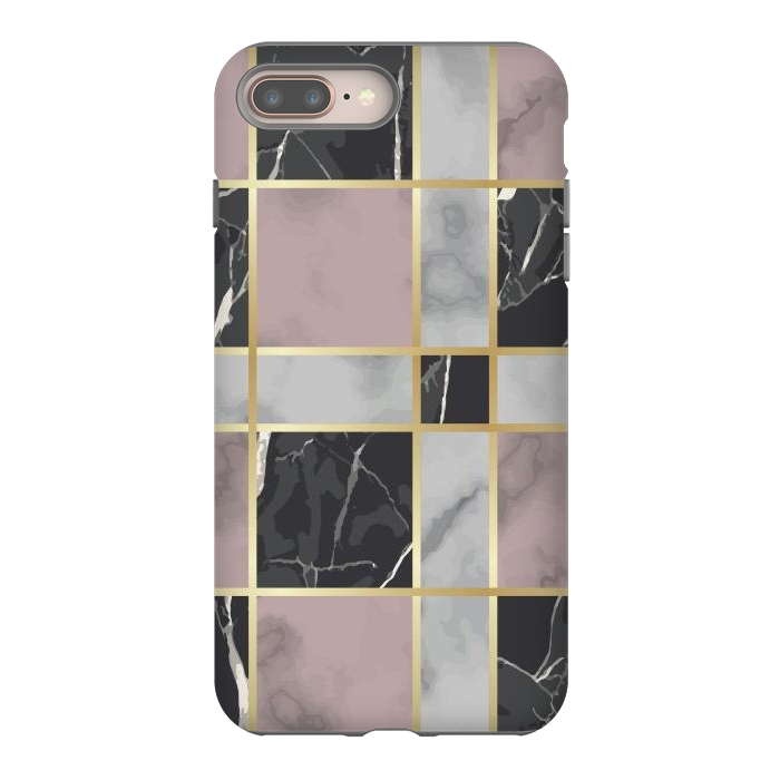 iPhone 8 plus StrongFit Marble Repeat Marbling Surface with Gold by ArtsCase