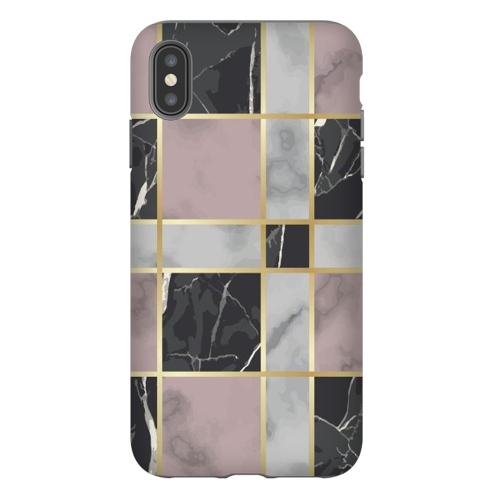 iPhone Xs Max StrongFit Marble Repeat Marbling Surface with Gold by ArtsCase