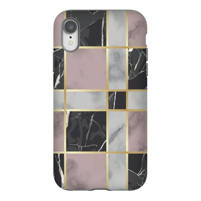 iPhone Xr StrongFit Marble Repeat Marbling Surface with Gold by ArtsCase