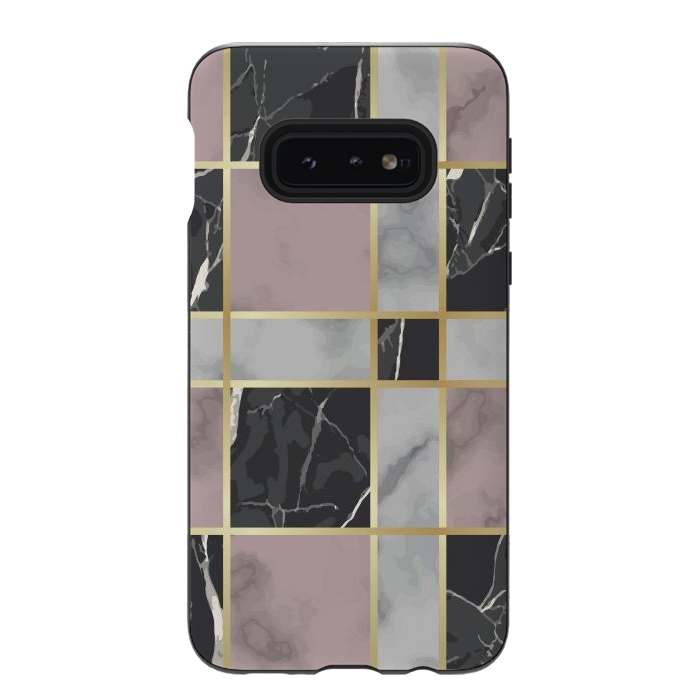 Galaxy S10e StrongFit Marble Repeat Marbling Surface with Gold by ArtsCase