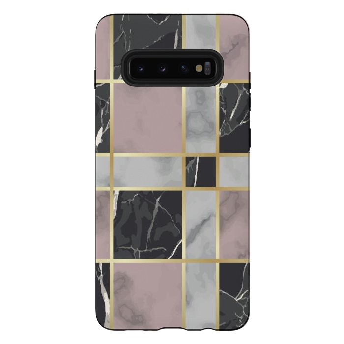 Galaxy S10 plus StrongFit Marble Repeat Marbling Surface with Gold by ArtsCase
