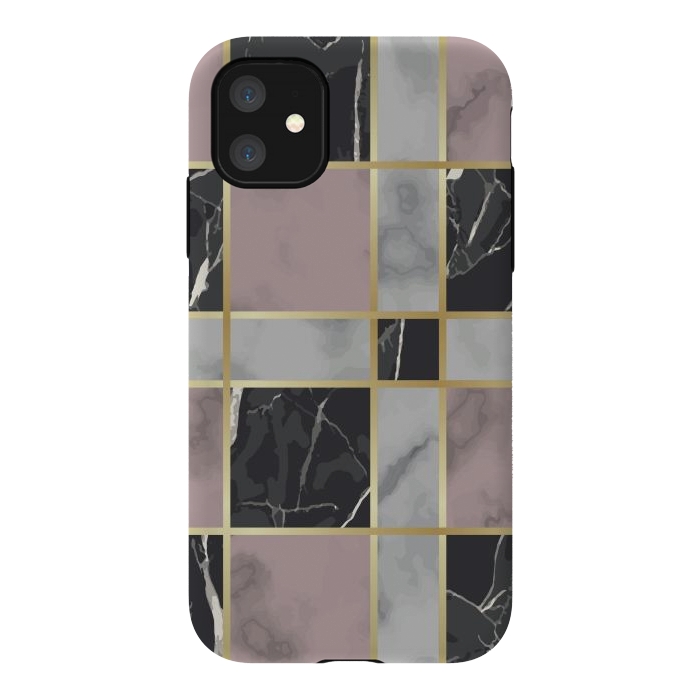 iPhone 11 StrongFit Marble Repeat Marbling Surface with Gold by ArtsCase