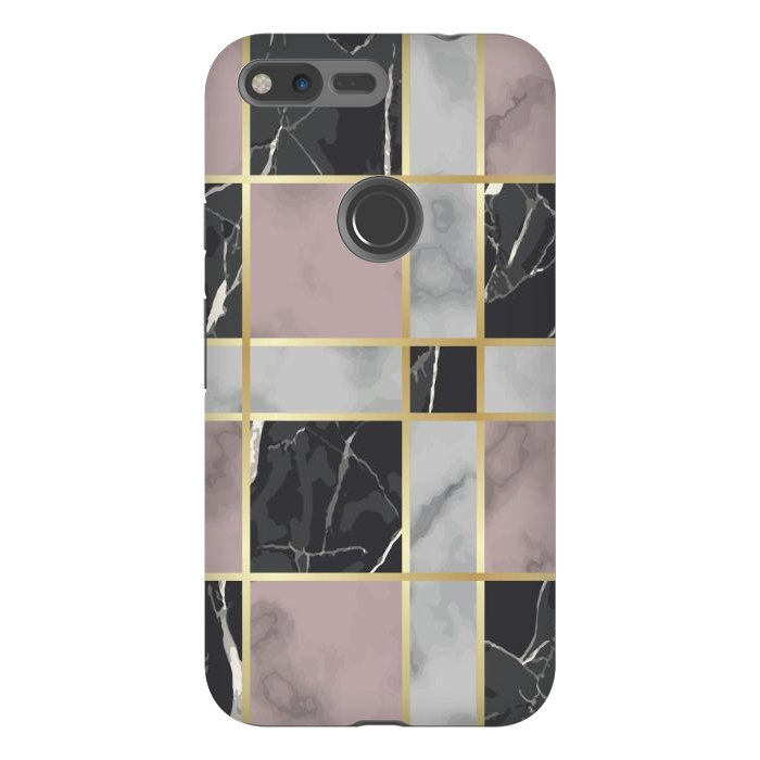 Pixel XL StrongFit Marble Repeat Marbling Surface with Gold by ArtsCase