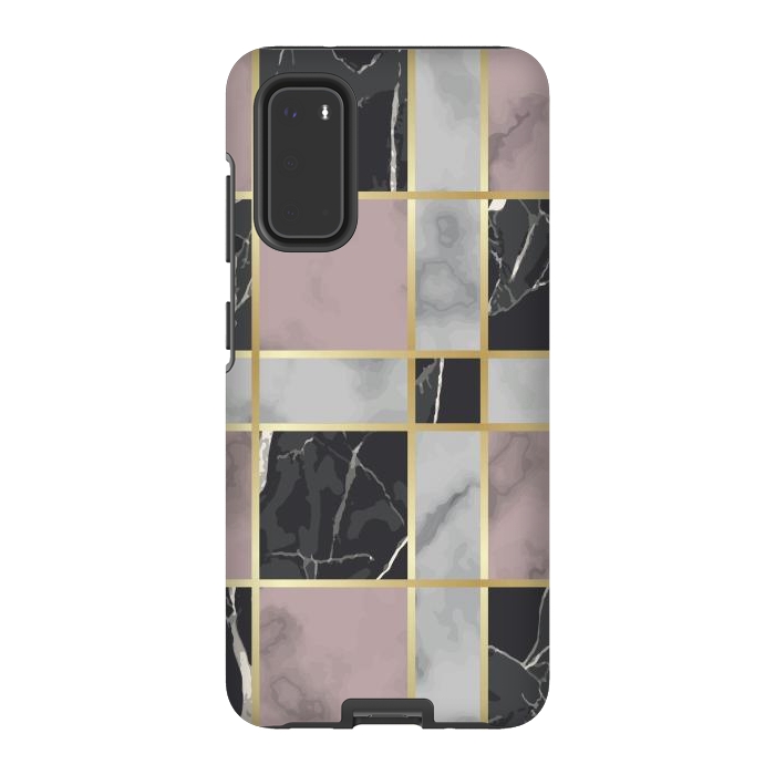 Galaxy S20 StrongFit Marble Repeat Marbling Surface with Gold by ArtsCase