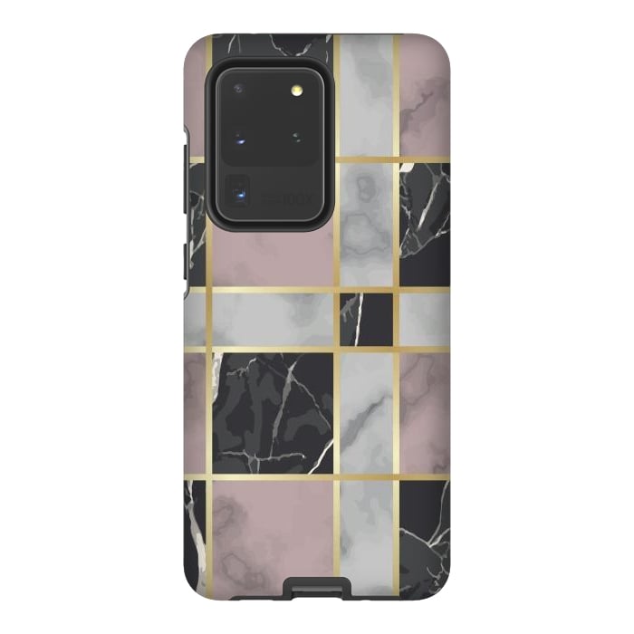 Galaxy S20 Ultra StrongFit Marble Repeat Marbling Surface with Gold by ArtsCase