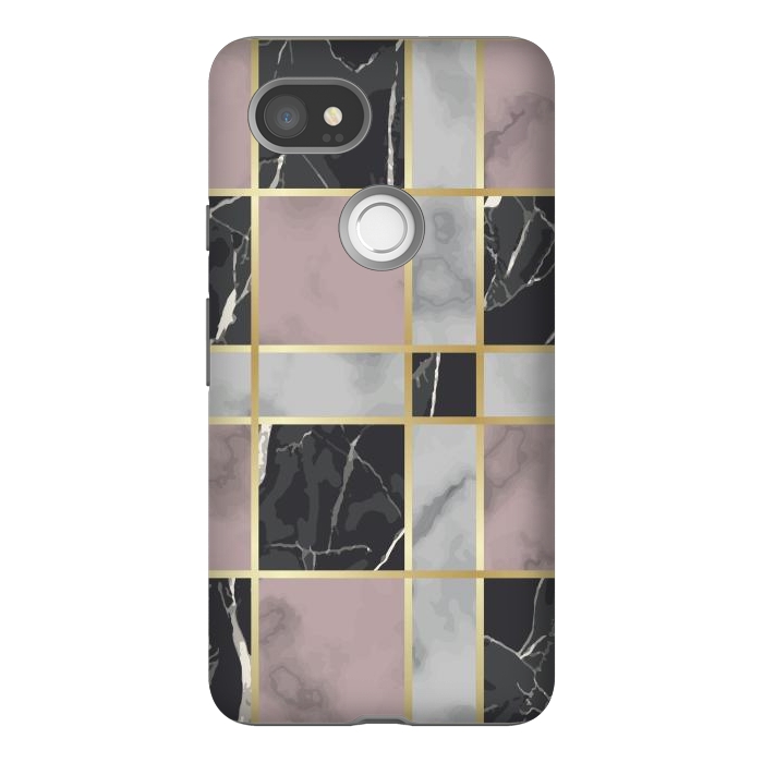 Pixel 2XL StrongFit Marble Repeat Marbling Surface with Gold by ArtsCase