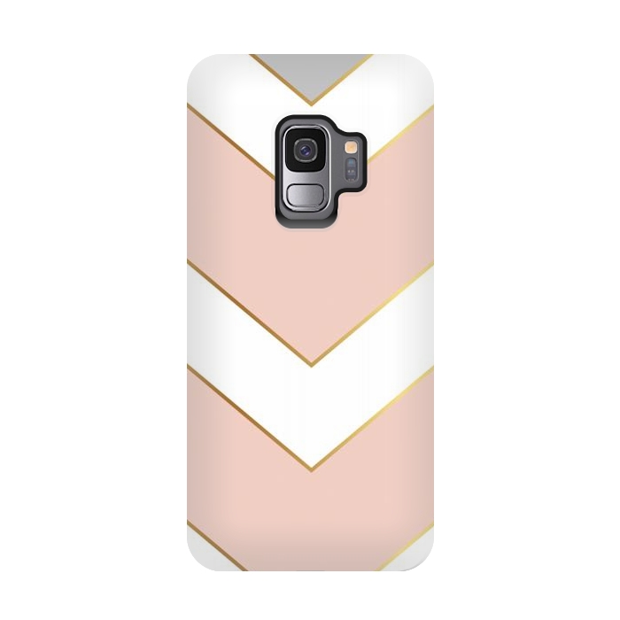 Galaxy S9 StrongFit Marble with Geometric Design Golden I by ArtsCase