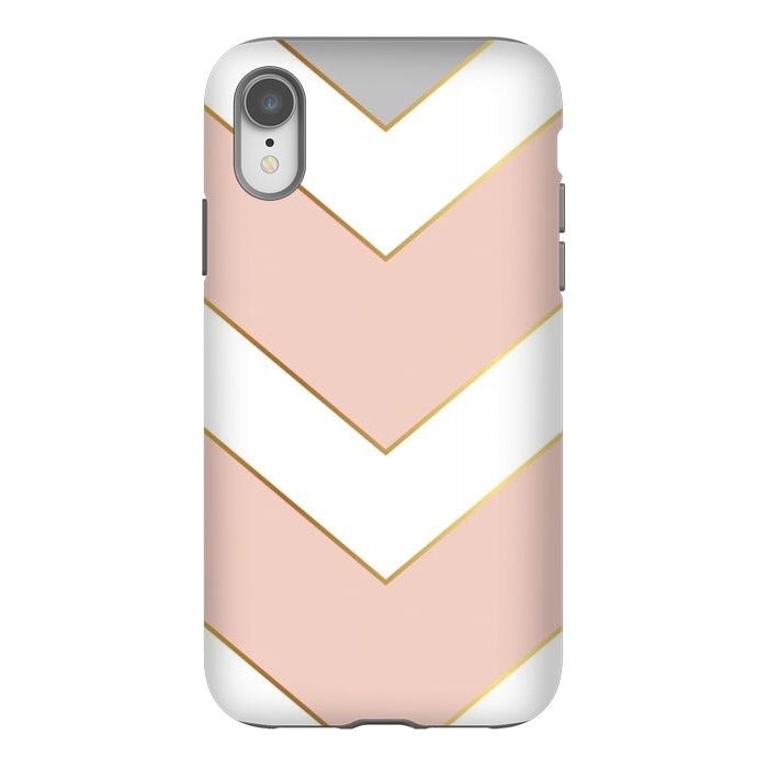 iPhone Xr StrongFit Marble with Geometric Design Golden I by ArtsCase