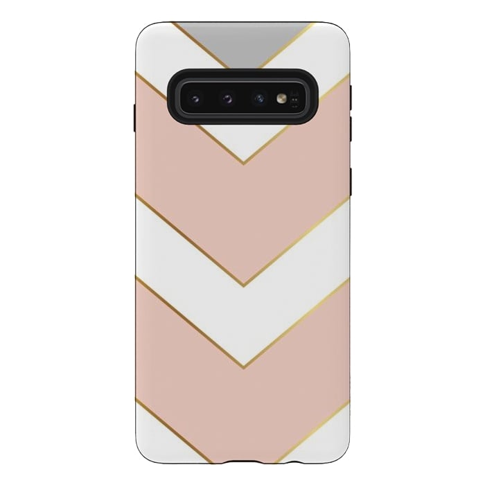 Galaxy S10 StrongFit Marble with Geometric Design Golden I by ArtsCase