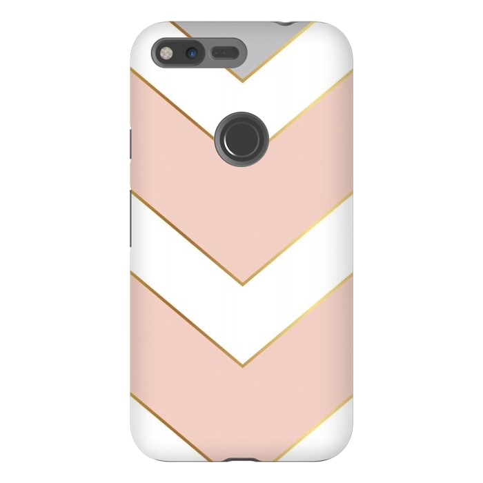 Pixel XL StrongFit Marble with Geometric Design Golden I by ArtsCase