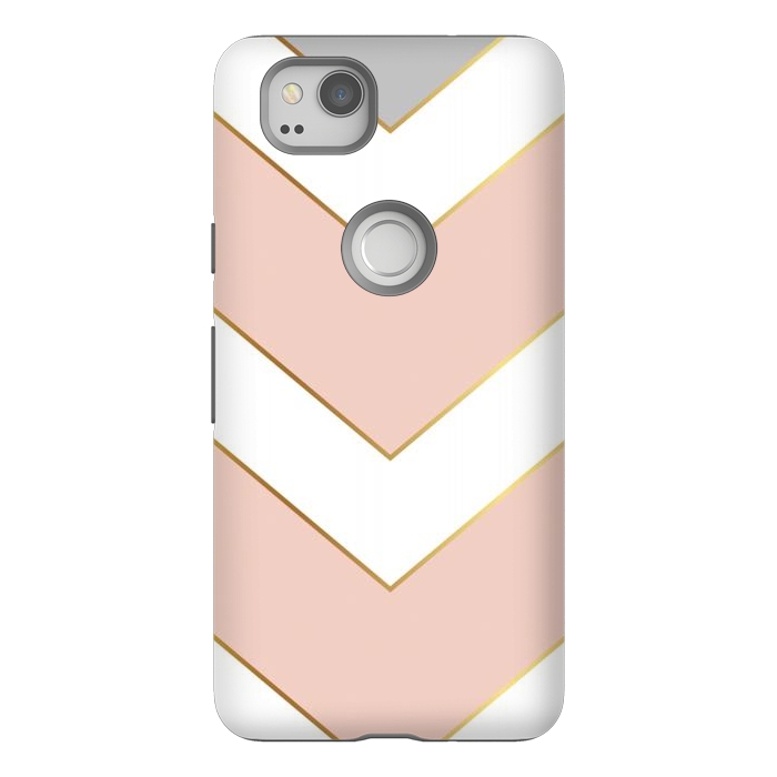 Pixel 2 StrongFit Marble with Geometric Design Golden I by ArtsCase