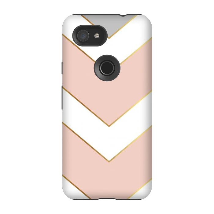 Pixel 3A StrongFit Marble with Geometric Design Golden I by ArtsCase