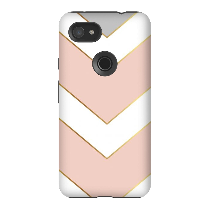 Pixel 3AXL StrongFit Marble with Geometric Design Golden I by ArtsCase