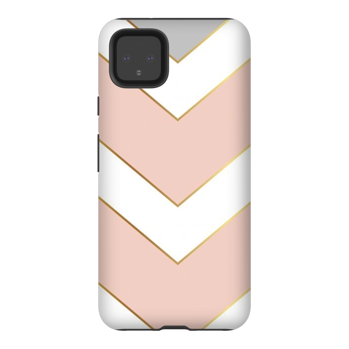 Pixel 4XL StrongFit Marble with Geometric Design Golden I by ArtsCase