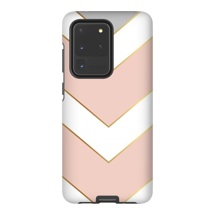 Galaxy S20 Ultra StrongFit Marble with Geometric Design Golden I by ArtsCase