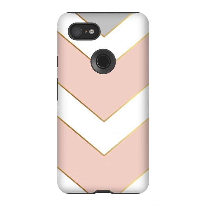 Pixel 3XL StrongFit Marble with Geometric Design Golden I by ArtsCase