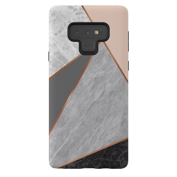 Galaxy Note 9 StrongFit Modern Geometric Minimalist with Marble Texture by ArtsCase