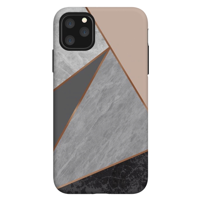 iPhone 11 Pro Max StrongFit Modern Geometric Minimalist with Marble Texture by ArtsCase