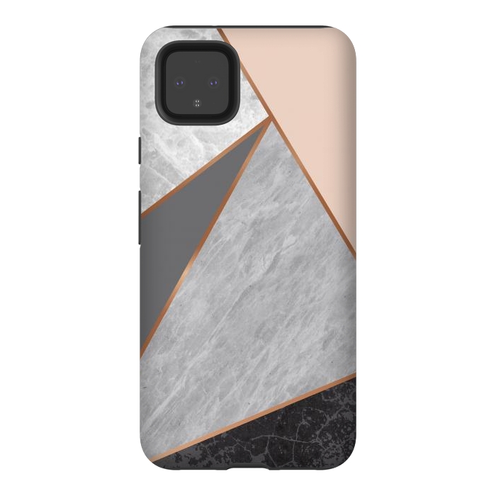 Pixel 4XL StrongFit Modern Geometric Minimalist with Marble Texture by ArtsCase