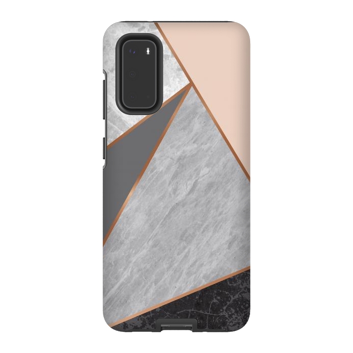 Galaxy S20 StrongFit Modern Geometric Minimalist with Marble Texture by ArtsCase