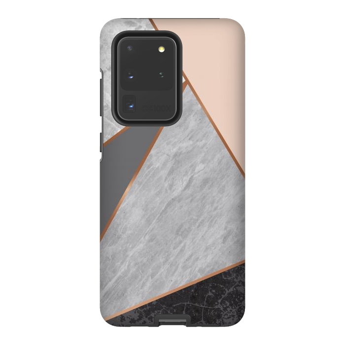 Galaxy S20 Ultra StrongFit Modern Geometric Minimalist with Marble Texture by ArtsCase
