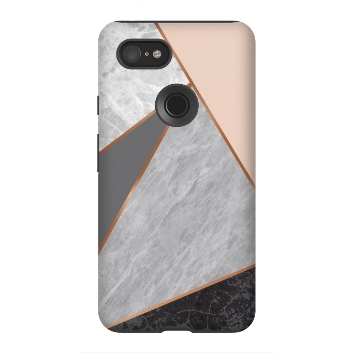 Pixel 3XL StrongFit Modern Geometric Minimalist with Marble Texture by ArtsCase