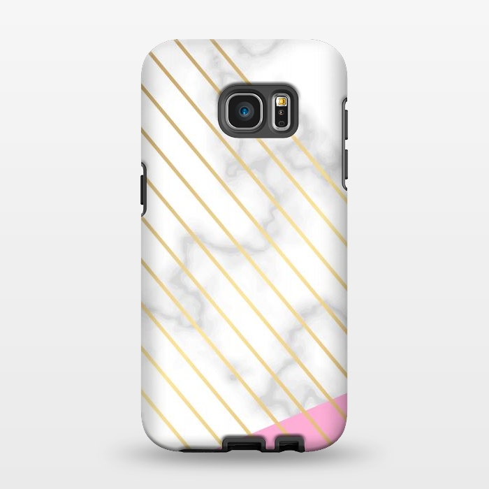 Galaxy S7 EDGE StrongFit Modern Marble Design Pink and Gray by ArtsCase