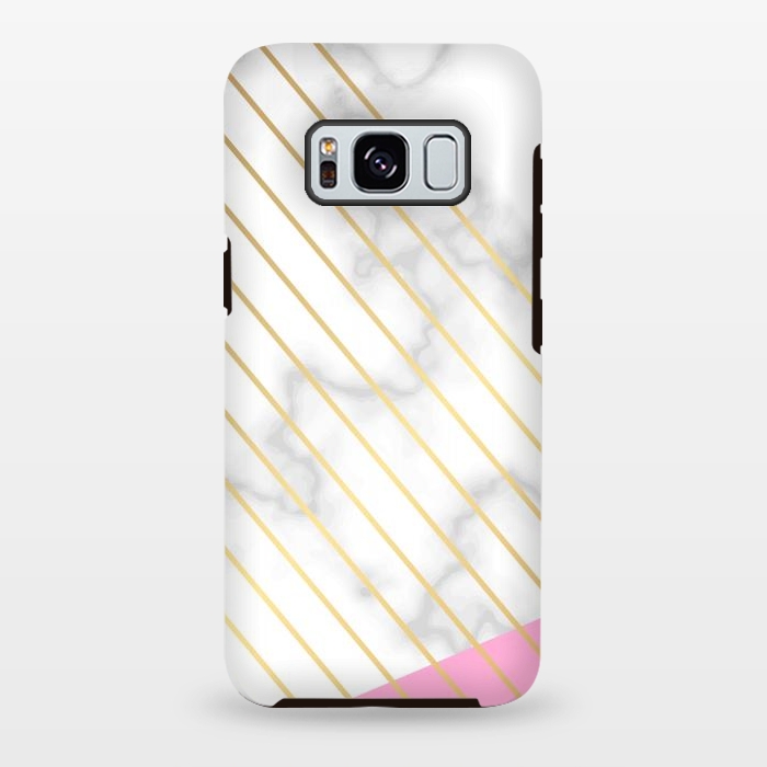 Galaxy S8 plus StrongFit Modern Marble Design Pink and Gray by ArtsCase
