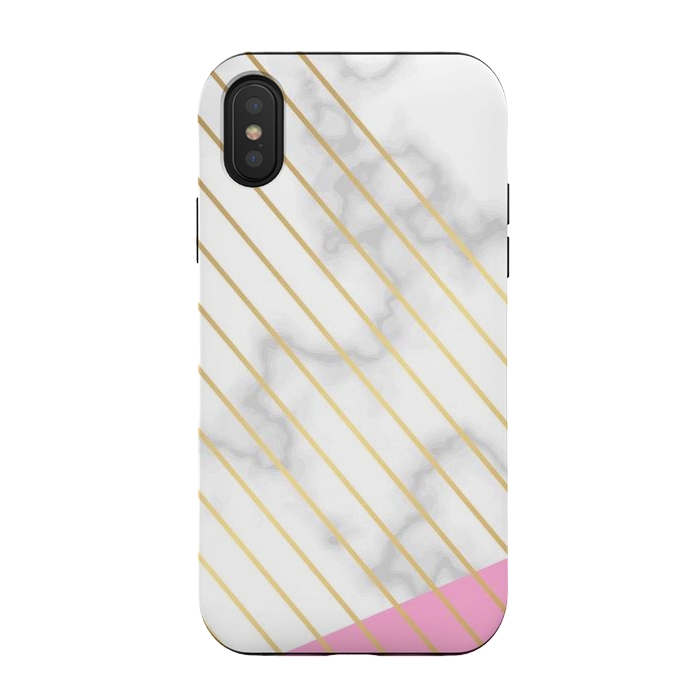 iPhone Xs / X StrongFit Modern Marble Design Pink and Gray by ArtsCase