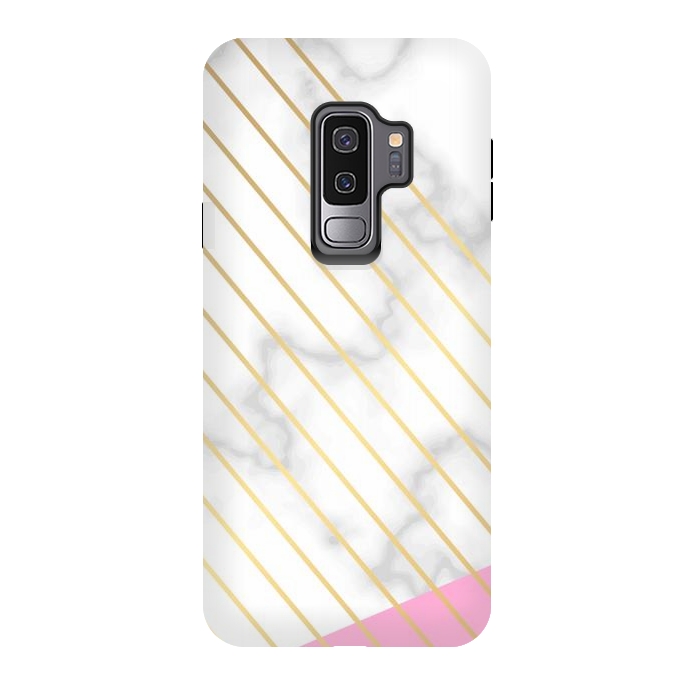 Galaxy S9 plus StrongFit Modern Marble Design Pink and Gray by ArtsCase