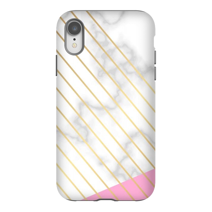 iPhone Xr StrongFit Modern Marble Design Pink and Gray by ArtsCase