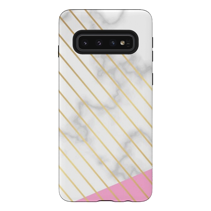 Galaxy S10 StrongFit Modern Marble Design Pink and Gray by ArtsCase