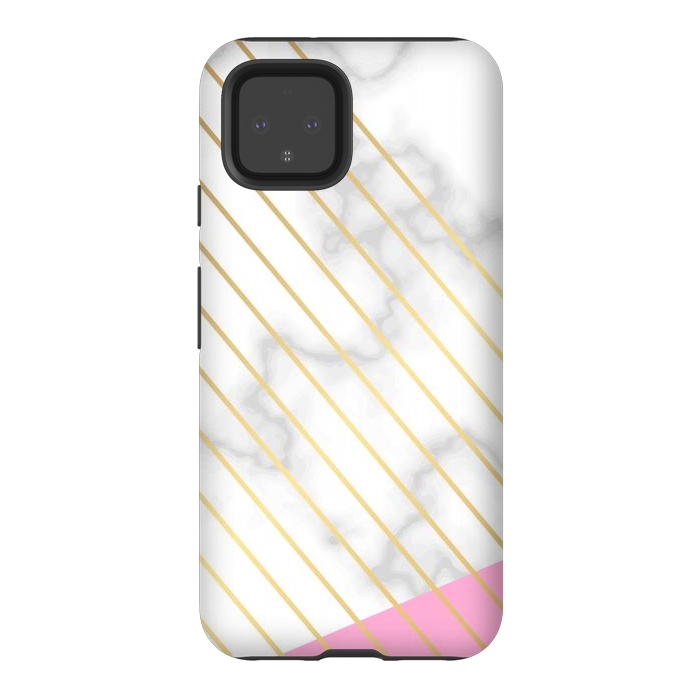 Pixel 4 StrongFit Modern Marble Design Pink and Gray by ArtsCase