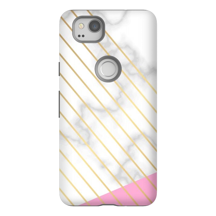 Pixel 2 StrongFit Modern Marble Design Pink and Gray by ArtsCase